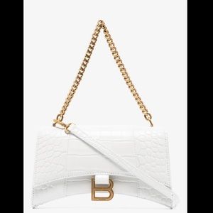 Balenciaga xs Hourglass white croc bag